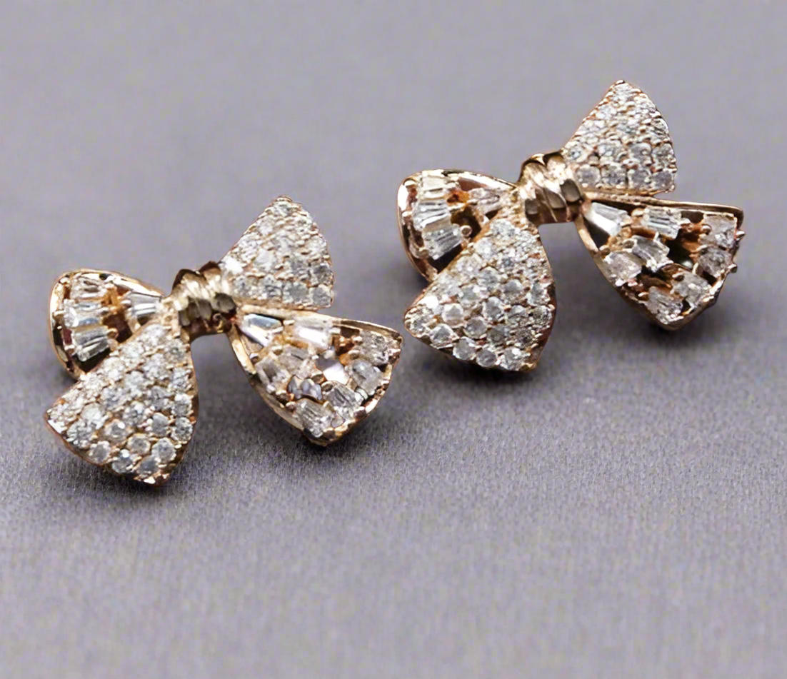 Korean Zirconia Bowknot Earrings