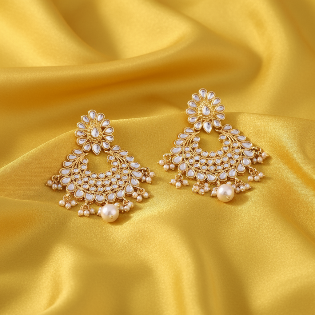 Kundan Pearl Dangler Chandbali
