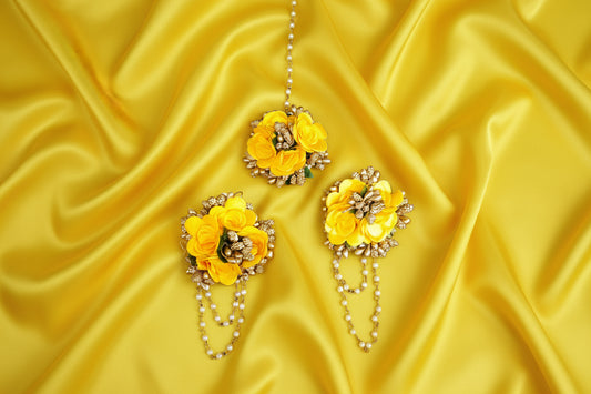 Floral Earrings and Mang Tikka - Casual or Haldi