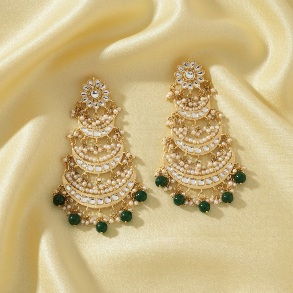 Layered Pearly Chandbali - 3 layers