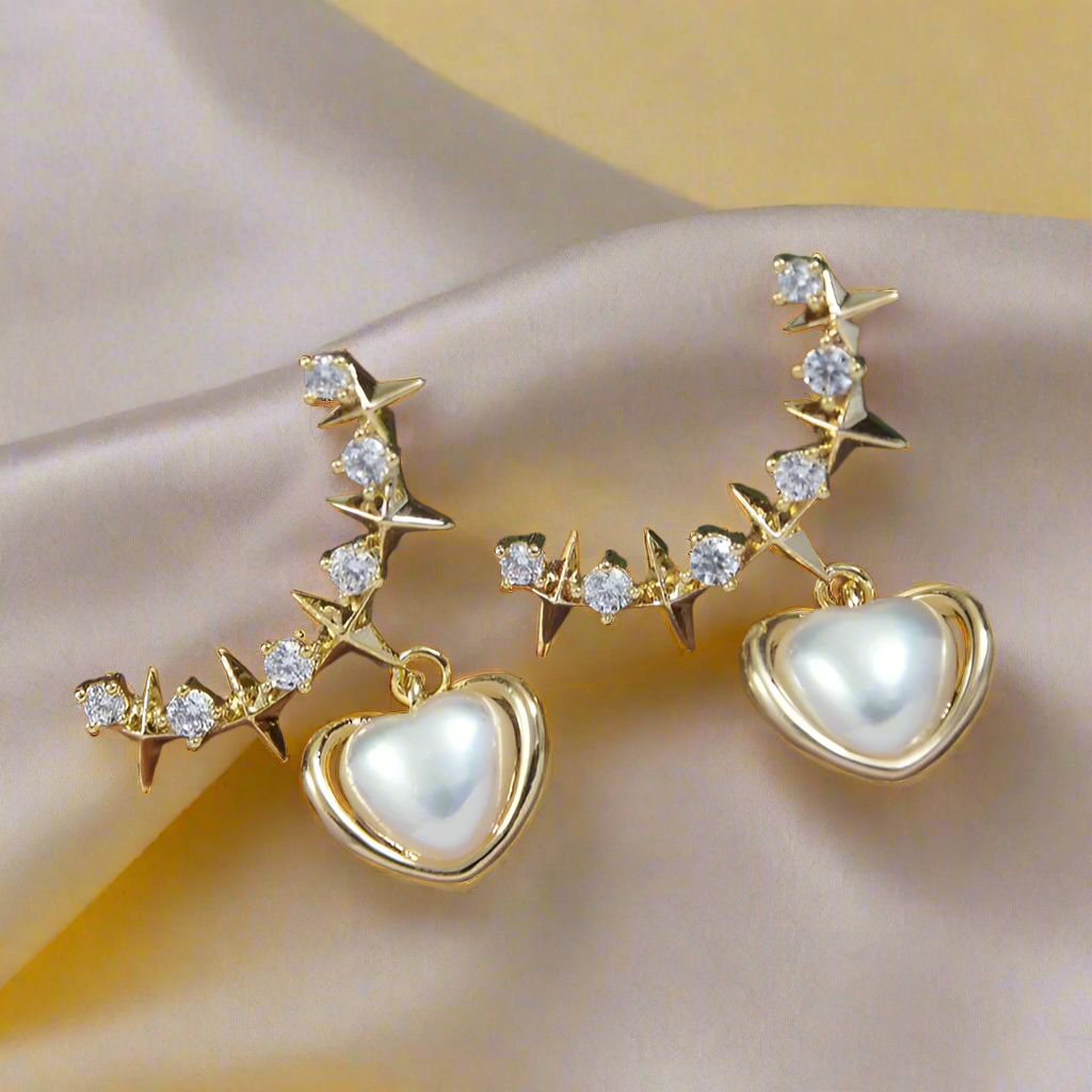 Boat Heart Pearl Drop Earrings