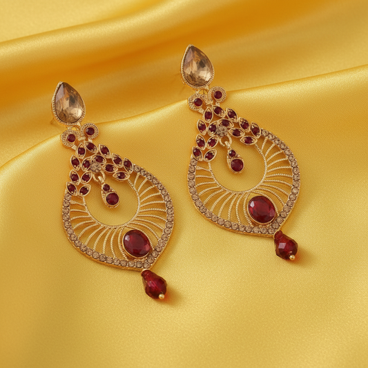 Drop Dangler Chandbali - Maroon