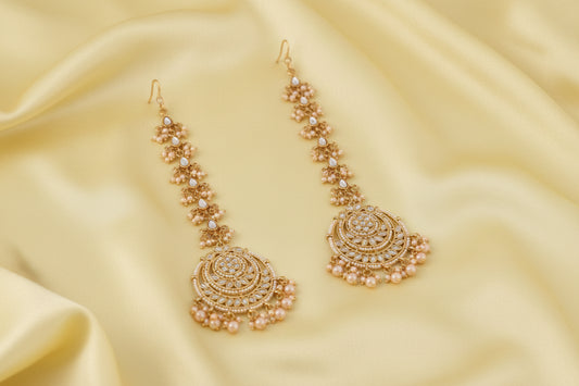 Ethnic Pearly Chandbali with earchain