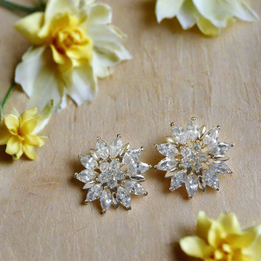 Cubic zirconia flower earrings