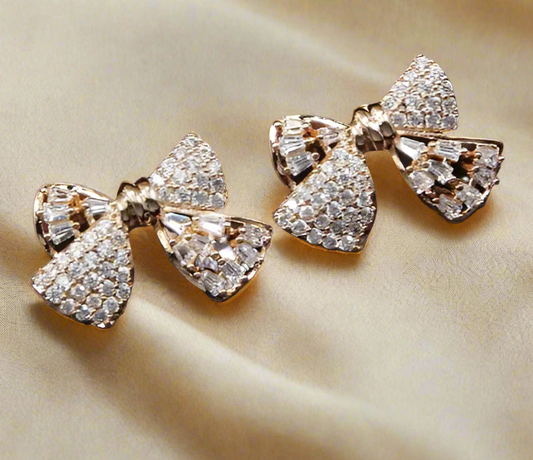 Korean Zirconia Bowknot Earrings