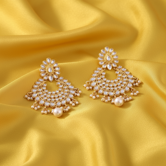 Kundan Pearl Dangler Chandbali