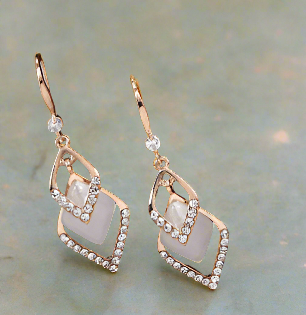 White Opal Stone Earrings