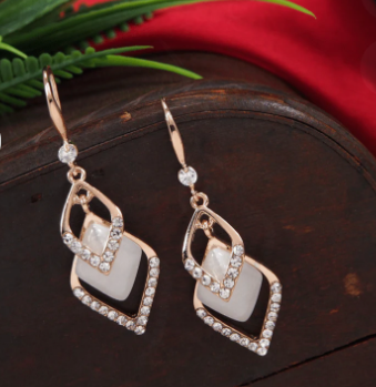 White Opal Stone Earrings