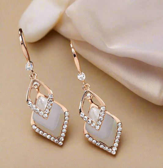 White Opal Stone Earrings