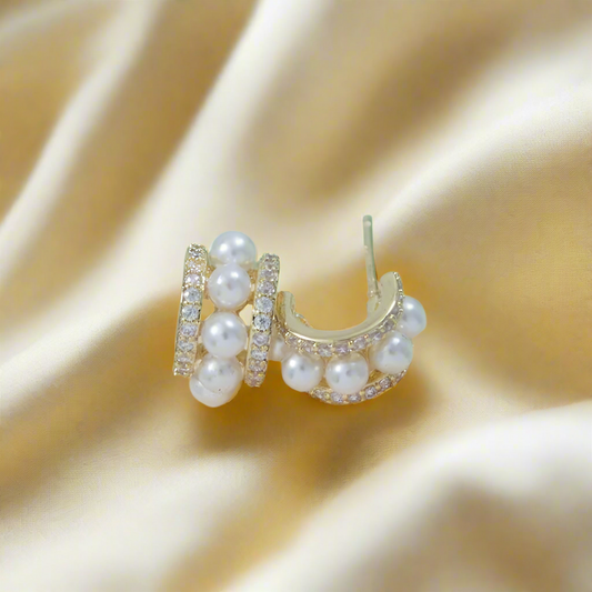 Pearl Half Hoop Earrings