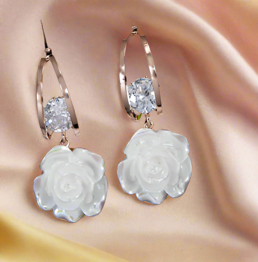 Korean Rose Drop Earrings