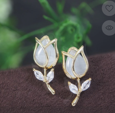 Tulip White Stone Earring
